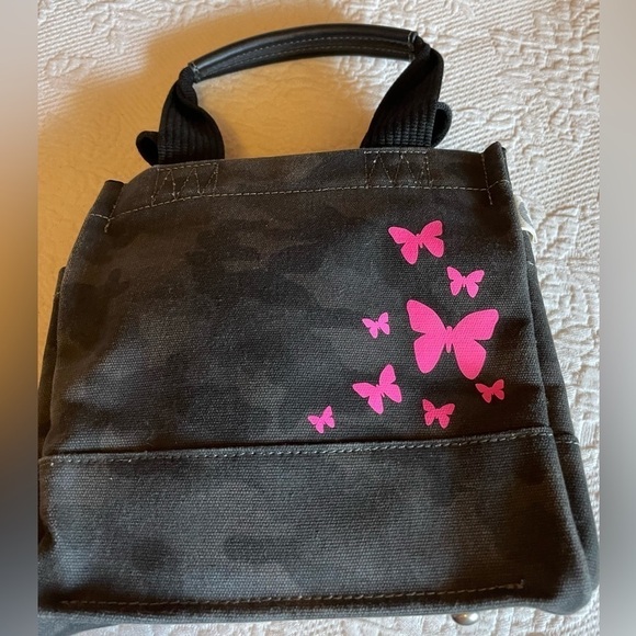 Koala Kanvas Handbags - Koala Kansas black Camo bag with pink butterflies